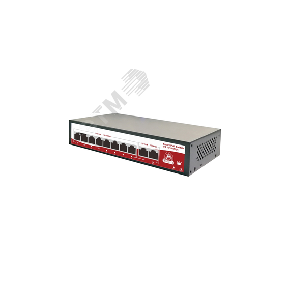 Коммутатор неуправляемый PoE 8 портов 10/100 Мб/с, 2хRJ45, 120 Вт SarmaTT SR-PS0820FBL