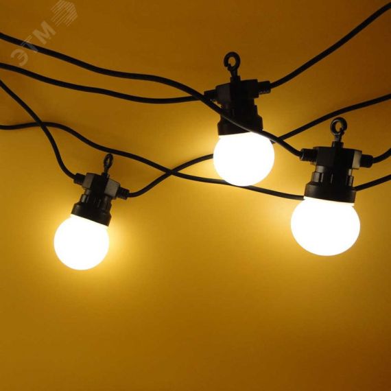 Гирлянда уличная лофт, черный каучук, 20 матовых ламп х 5 LED, влагостойкая IP44 Neon-Night 331-356