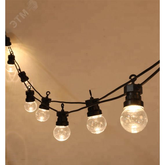 Гирлянда уличная лофт, черный каучук, 20 прозрачных ламп х 5 LED, влагостойкая IP44 Neon-Night 331-357