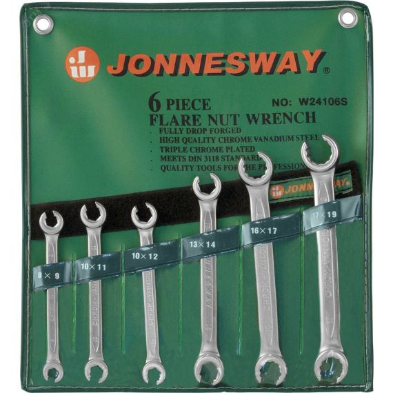 Набор ключей гаечных разрезных в сумке, 8-19 мм, 6 предметов Jonnesway W24106S