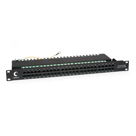 Патч-панель IDC 19' (1U), 50 портов RJ-45, Dual IDC (телефонная раскладка) Cabeus PL-50-TEL-Dual