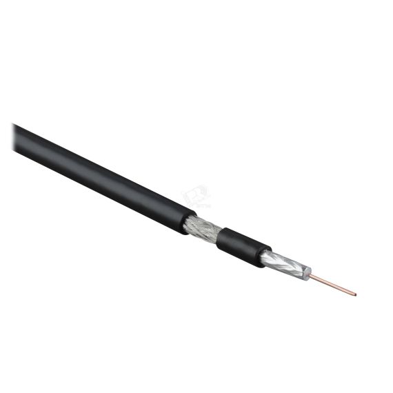 Кабель коаксиальный RG-59 75 Ом жила - 20 AWG 6.0мм PVC черный (бухта 100 м) Hyperline 49116