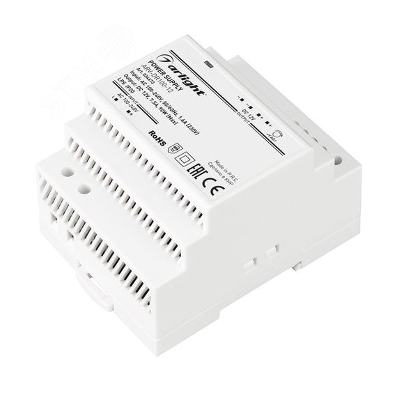 Блок питания ARV-DR100-12 (12V, 7.5A, 90W) (Arlig ht, IP20 DIN-рейка) Arlight 034673