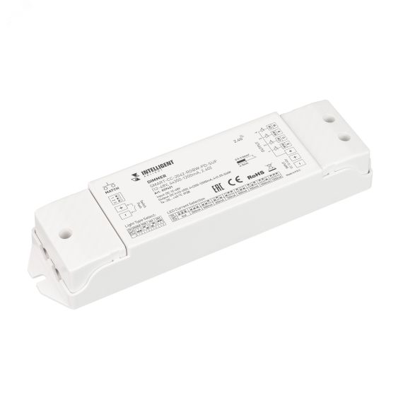 INTELLIGENT ARLIGHT Диммер SMART-CC-2042-RGBW-PD-SUF (12-48V, 4x350-1200mA, 2.4G) (IARL, IP20 Пластик, 5 лет) Arlight 037421