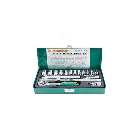 Набор головок торцевых 1/4''DR, 4-13 мм, 18 предметов Jonnesway S04H2118S