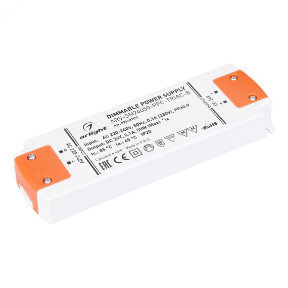 Блок питания ARV-SN24050-PFC-TRIAC-B (24V, 2.1A, 50W) (ARL, IP20 Пластик, 3 года) Arlight 026407(1)