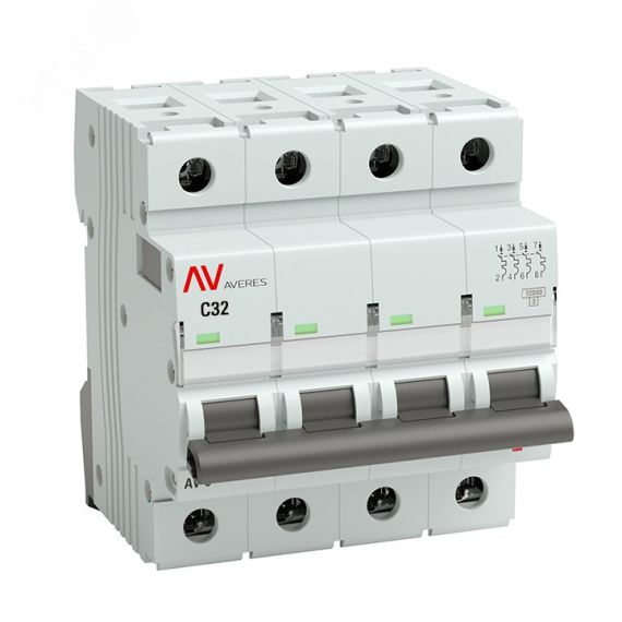 Выключатель автоматический AV-10 4P 32A (C) 10кА AVERES EKF mcb10-4-32C-av