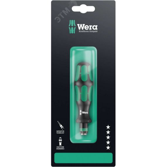 Рукоятка-держатель 816 R с быстрозажимным патрон Rapidaptor для бит 1/4 C/E 6.3 119 мм с держателем-еврослот WERA WE-073540