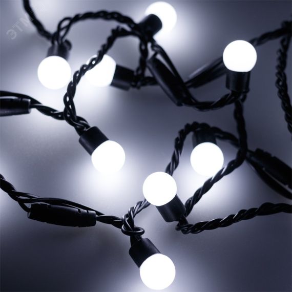 Гирлянда светодиодная декоративная ARD-BALL-CLASSIC-D17.5-10000-BLACK-100LED WHITE (230V, 7W) (ARDCL, IP65) Arlight 025583