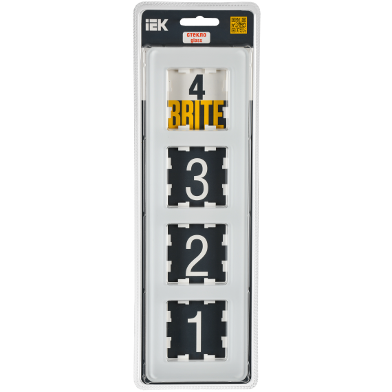 BRITE Рамка 4-местная РУ-4-2-Бр стекло белый RE IEK