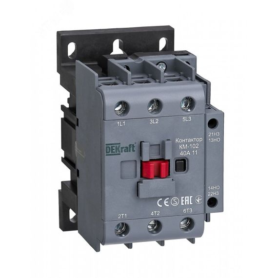 Контактор 40А 24В АС3 АС4 1НО+1НЗ КМ-102 SE (Dekraft) 22317DEK