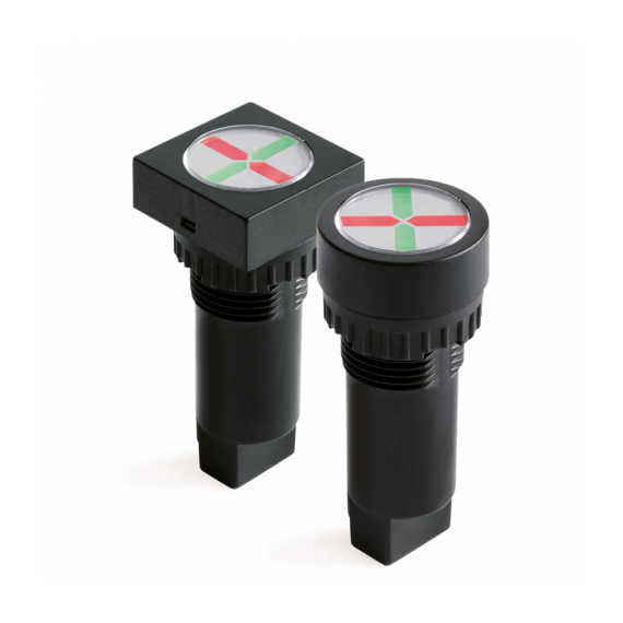 Индикатор положения, штекерное подкл., уст.размер 22/30, круг., крас./зел., 24В,