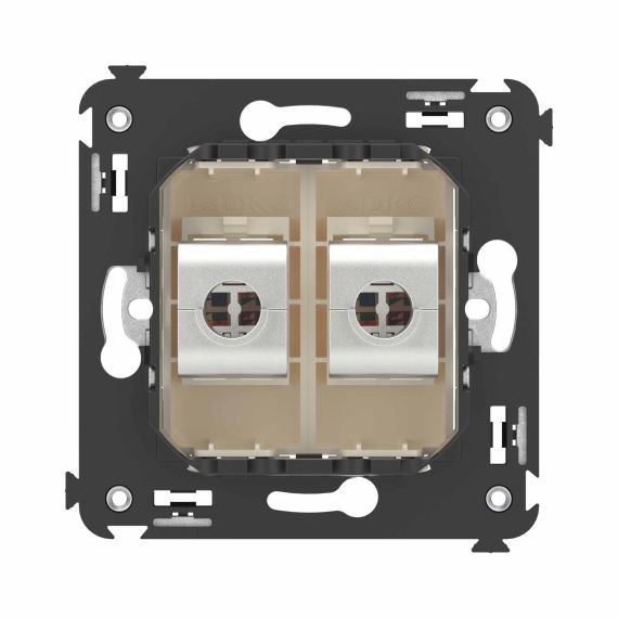 Компьютерная розетка RJ-45 без шторки в стену, кат.6А двойная экранированная, &quot;Avanti&quot;, &quot;Ванильная дымка&quot;