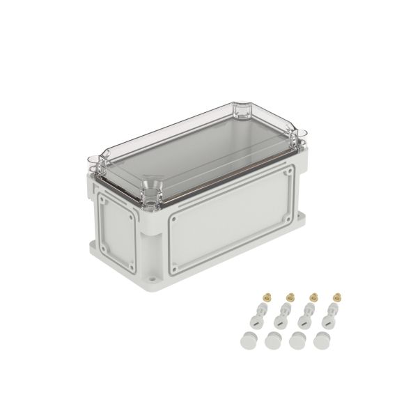 Корпус RAM box без МП 300х150х160 мм, с фланцами, прозрачная крышка высотой 35 мм, IP66/IP67