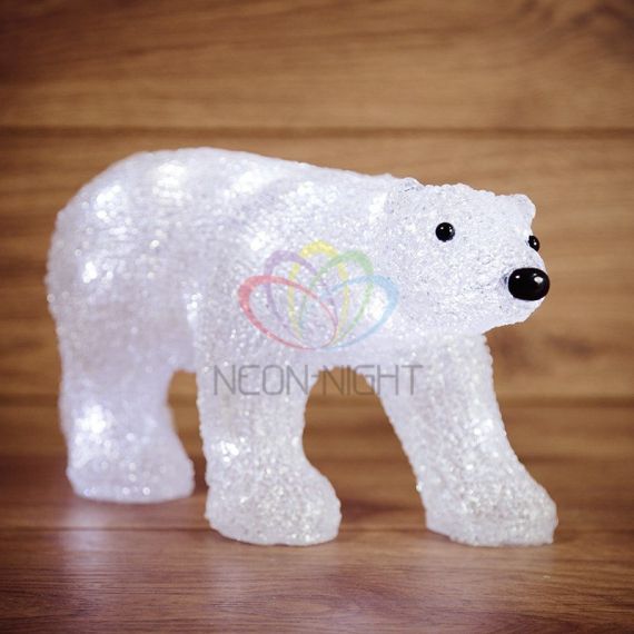 Фигура акриловая светодиодная Медведь 34,5х12х17 см, 4,5 В, 3 батарейки AA (не входят в комплект), 24 светодиода Neon-Night 513-315