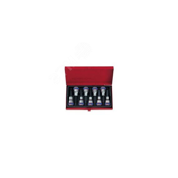 Набор торцевых насадок 1/2', TORX, Т20-Т60 мм, L = 80 мм, 9 предметов King Tony 4119PR
