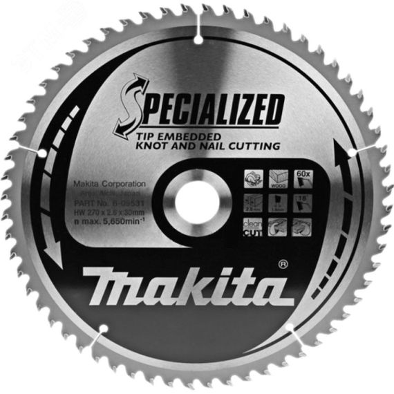 Пильный диск для демонтажных работ, 270x30x2.6/1.8x60T Makita B-35330