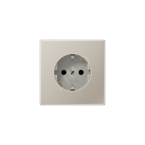 Штепсельная розетка SCHUKO одинарная, с заземлением, с шторками, 16A, 250В  (механизм + накладка, без рамки). Серия LS990  Материал- металл  Цвет- бла JUNG ES1520KI