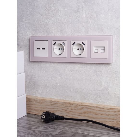 BRITE Рамка 4-местная РУ-4-2-Бр стекло розовый матовый IEK