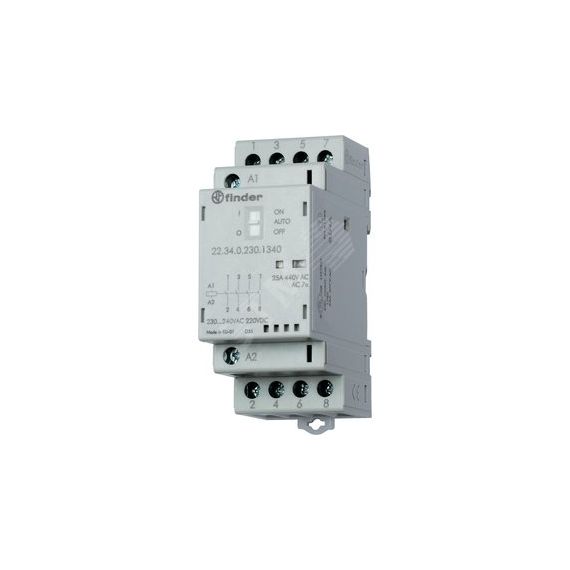 Контактор модульный 3NO+1NC 25А контакты AgSnO2 катушка 48В АС/DC 35мм IP20 механический индикатор/LED (1шт) FINDER 22.34.0.048.4720PAS
