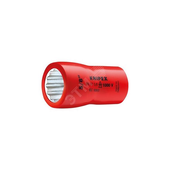 Головка торцевая VDE 1000V DR 3/8 BiHEX двойной шестигранник дюймовая 1/2 диэлектрическая Knipex KN-98371_2