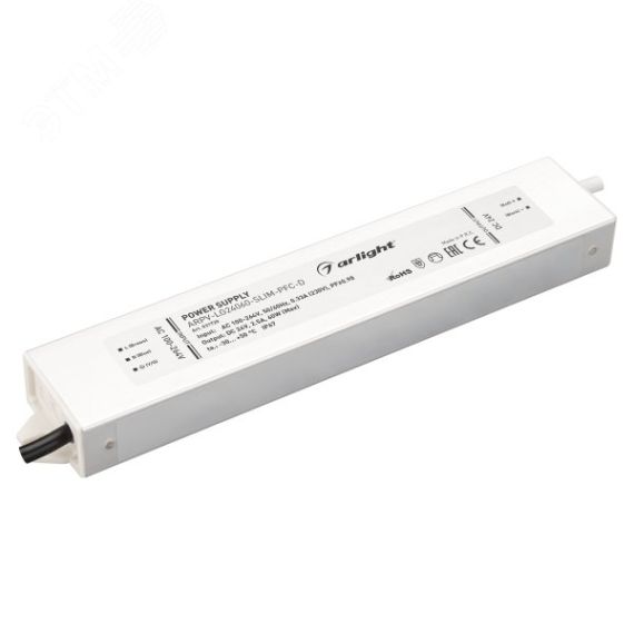 Блок питания ARPV-LG24060-SLIM-PFC-D (24V, 2.5A, 60W) (IP67 металл, 5 лет) Arlight 031720