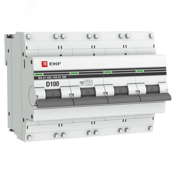 Автоматический выключатель ВА 47-100 4P 100А (D) 10kA PROxima EKF mcb47100-4-100D-pro