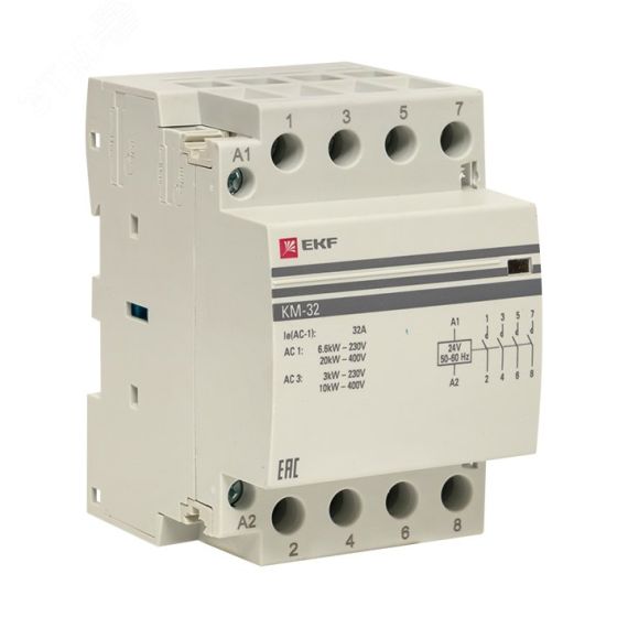 Контактор модульный КМ 32А 4NО (3 модуля) 24В АС PROxima EKF km-3-32-40-24v