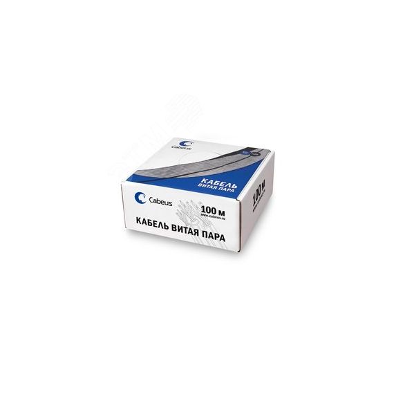 Витая пара UTP (U/UTP). категория 5e. 4 пары (24 AWG). одножильный. PVC нг(А)-LS. черный (100 м) Cabeus UTP-4P-Cat.5e-SOLID-BK-100