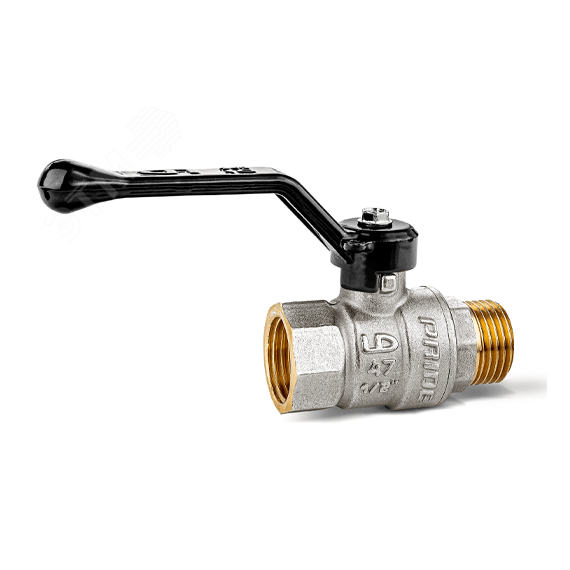 Кран шаровый латунный никелированный 11б27п1 Ду50 Ру25 (2') ВР/НР рычаг LD Pride LD Pride 47.50.В-Н.Р