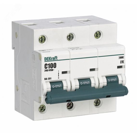 Выключатель автоматический 3р 125А характеристика D ВА-201 10кА SE (Dekraft) 13031DEK