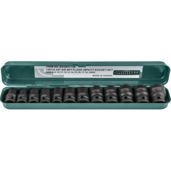 Набор головок торцевых ударных 3/8''DR, 8-19 мм, 12 предметов Jonnesway S03A3112S