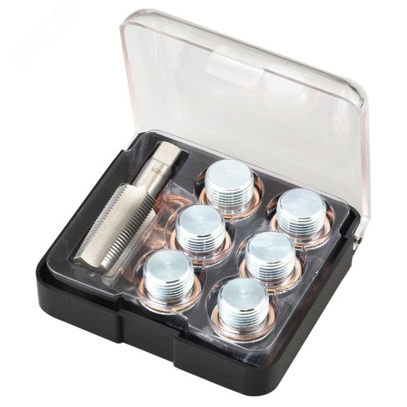 Набор для ремонта масляных пробок М20х1.5 кейс 19 предметов Мастак 103-47020C