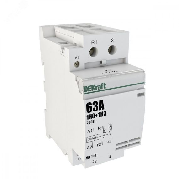 Контактор модульный 1НО+1НЗ 63А 230В МК-103 SE (Dekraft) 18086DEK