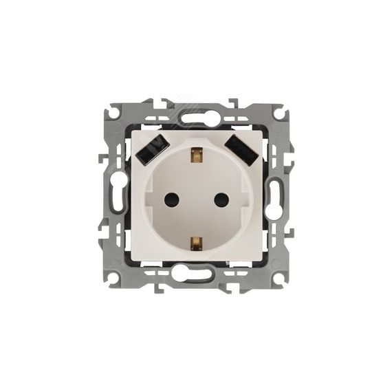 Розетка 2P+E 16A-250В, штор. с 2xUSB 5В-3А, Эра Elegance, слоновая кость 14-4109-02 ЭРА Б0047868
