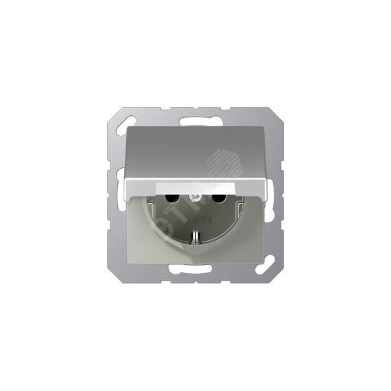 Штепсельная розетка SCHUKO 16A 250V алюминий с    крышкой JUNG A1520BFKLAL