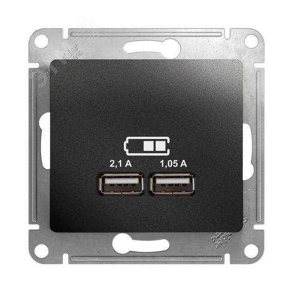 GLOSSA Розетка USB антрацит в рамку 5В/2100мА SE (Systeme) GSL000733
