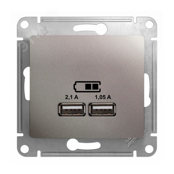 GLOSSA USB розетка платина 5B/2100mA SE (Systeme) GSL001233