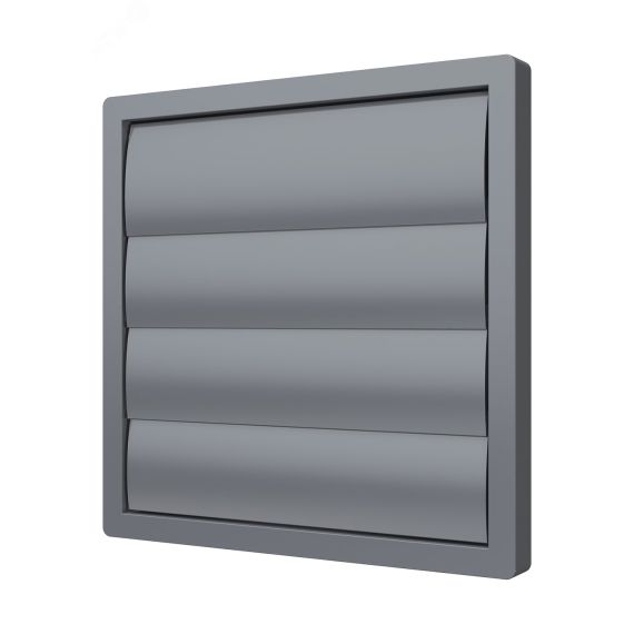 Решетка приточно-вытяжная с гравитационными жалюзи 456х456 с фланцем D400, из ABS пластика, цвет Серый ERA 4646К40Ф сер