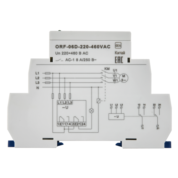 Реле контроля фаз ORF-06D 3 фазы 2 контакта 220-460В AC ONI