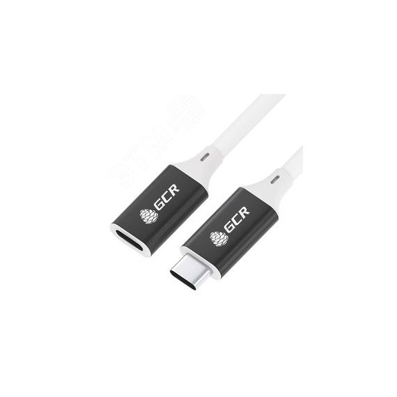 Удлинитель USB 3.1 Type C на Type С, 2 м., AL белый-черный, армированный Greenconnect GCR-53734