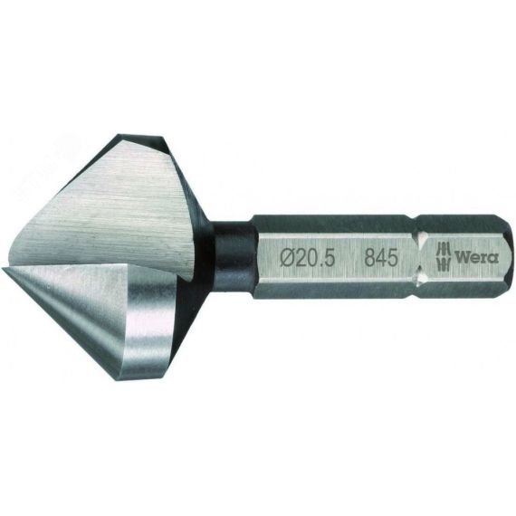 Насадка-зенкер 845/1 конический одноканавочный хвостовик 1/4 C 6.3 20.50 x 43 мм WERA WE-104665