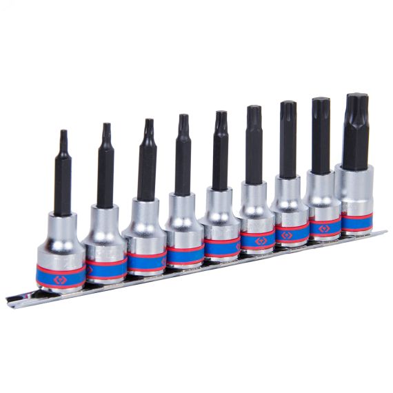 Набор торцевых насадок 1/2', TORX, Т20-Т60 мм, L = 80 мм, 9 предметов King Tony 4119PR10