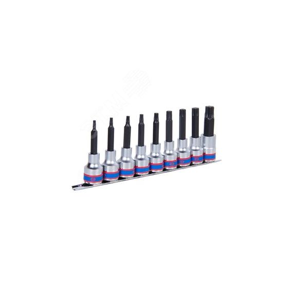 Набор торцевых насадок 1/2', TORX, Т20-Т60 мм, L = 80 мм, 9 предметов King Tony 4119PR10