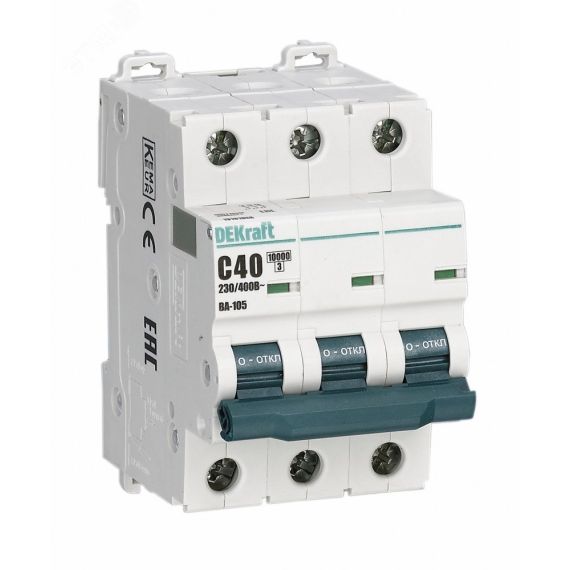 Выключатель автоматический 3P кривая B 25A 10кА ВА-105 SE (Dekraft) 13131DEK