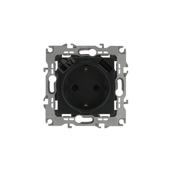 Розетка 2P+E 16A-250В, штор. с 2xUSB 5В-3А, Эра12, антрацит 12-4109-05 ЭРА Б0047844