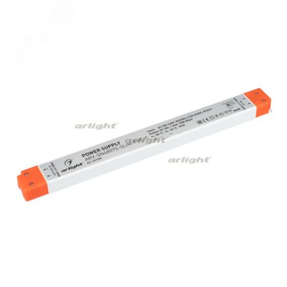 Блок питания ARV-SN48075-SLIM-PFC-C (48V, 1.56A, 75W) (ARL, IP20 Пластик, 3 года) Arlight 031504