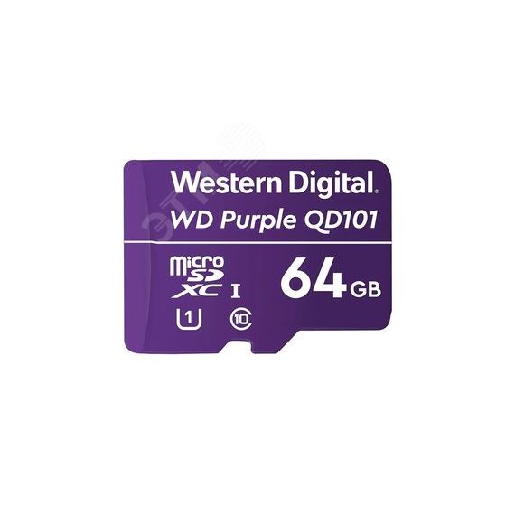 Карта памяти 64GB MicroSDXC Purple, Class 10, UHS-I U1 Western Digital WDD064G1P0C