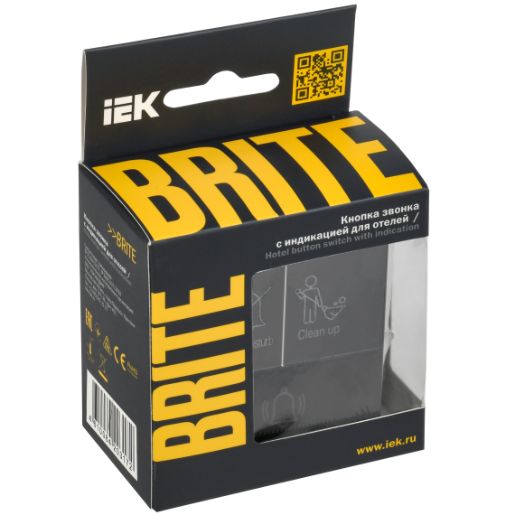 BRITE Кнопка звонка с индикацией для отелей 10А ВС10-1-9-БрЧ черный IEK
