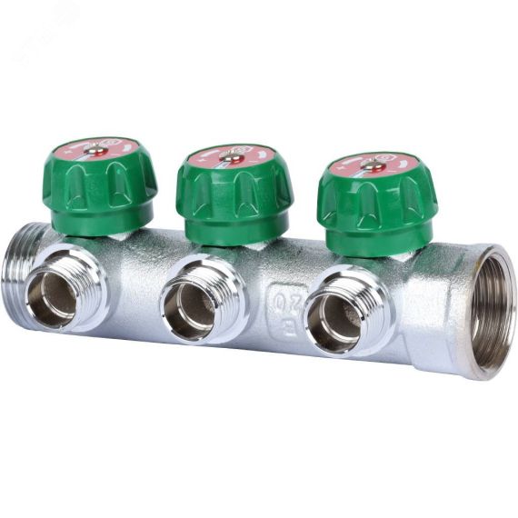 Коллектор регулирующий 1', 3 отвода 1/2' плоское уплотнение STOUT SMB-6849-011203